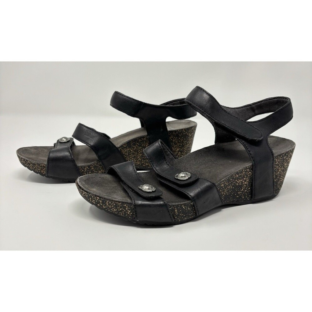 Dansko Women's Black Savannah Waxy Burnished Cork Wedge Sandals EU 37 US 6.5 - 7